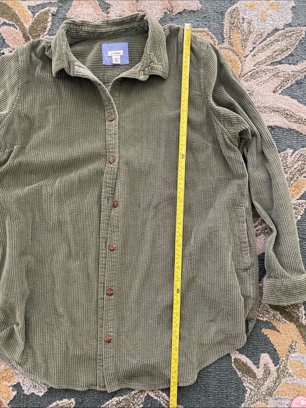 L.L Bean Comfort Corduroy Relaxed Tunic Shirt Buttoned front with pockets XL - Picture 5 of 5